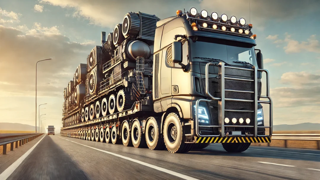DALL·E 2025-03-15 16.29.49 – A heavy-duty truck transporting oversized cargo, such as large industrial equipment or construction materials. The truck is massive and equipped with DALL·E 2025-03-15 16.29.49 - A heavy-duty truck transporting oversized cargo, such as large industrial equipment or construction materials. The truck is massive and equipped with
